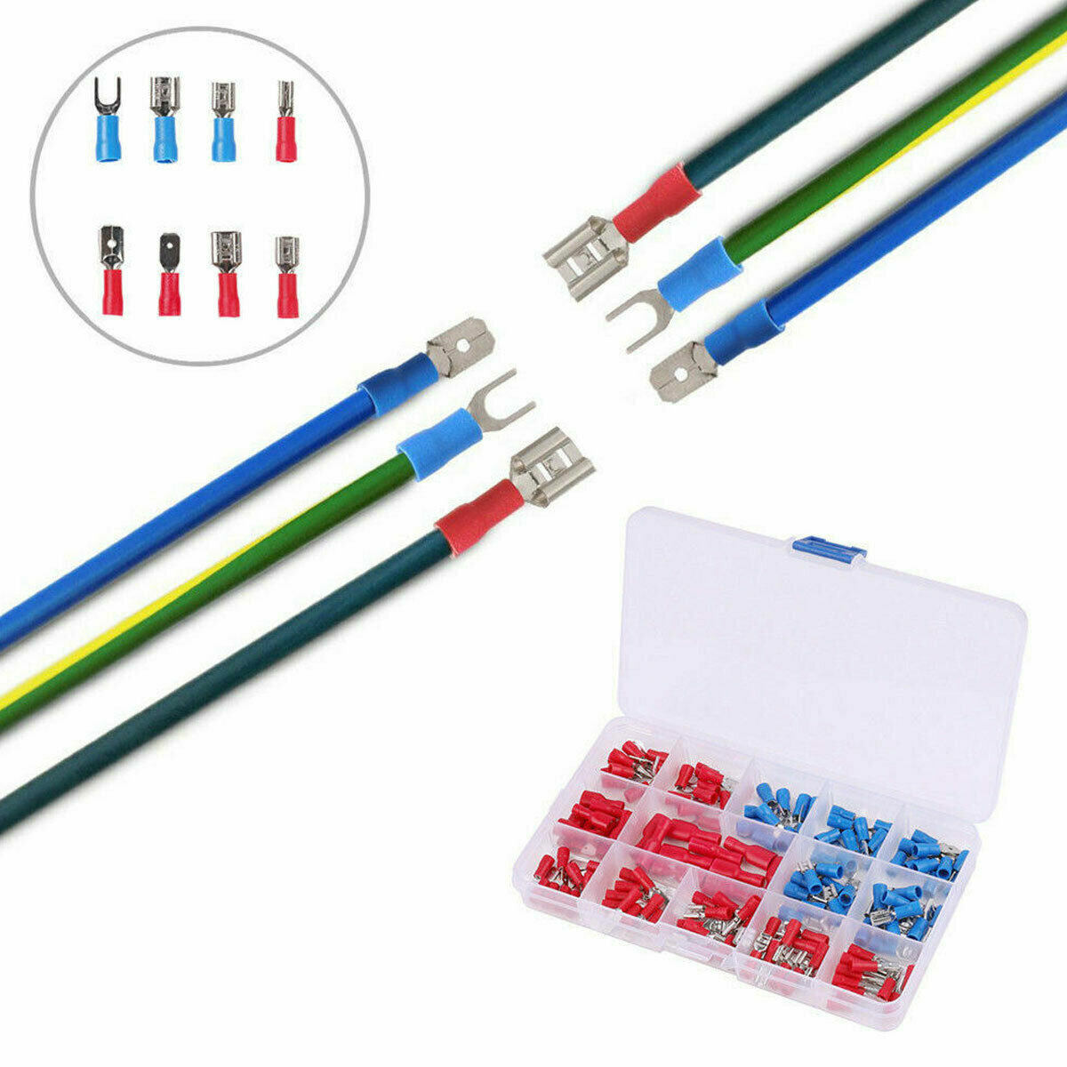 1200PCS Assorted Insulated Electrical Wire Terminals Crimp Connectors Spade Kit