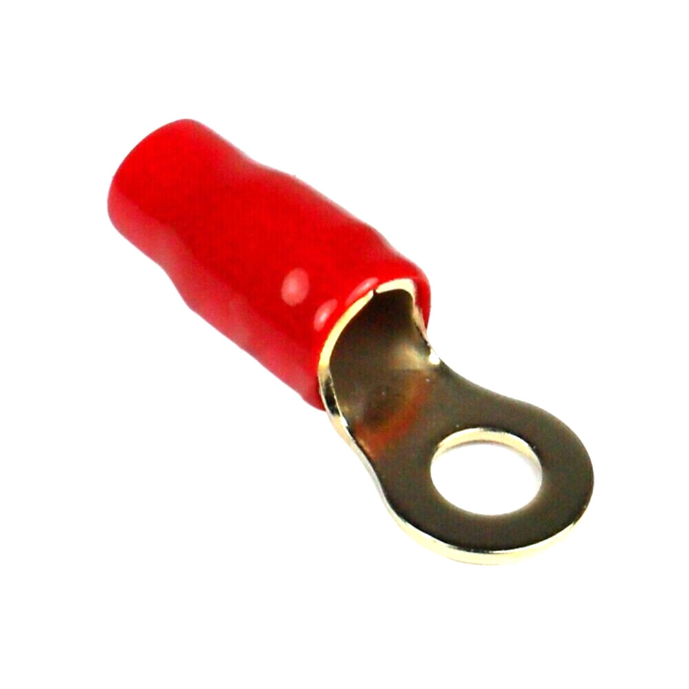 4 Gauge Ring Terminals 40 Pack AWG Wire Crimp RED Power Boots 5/16″ Gold Contact