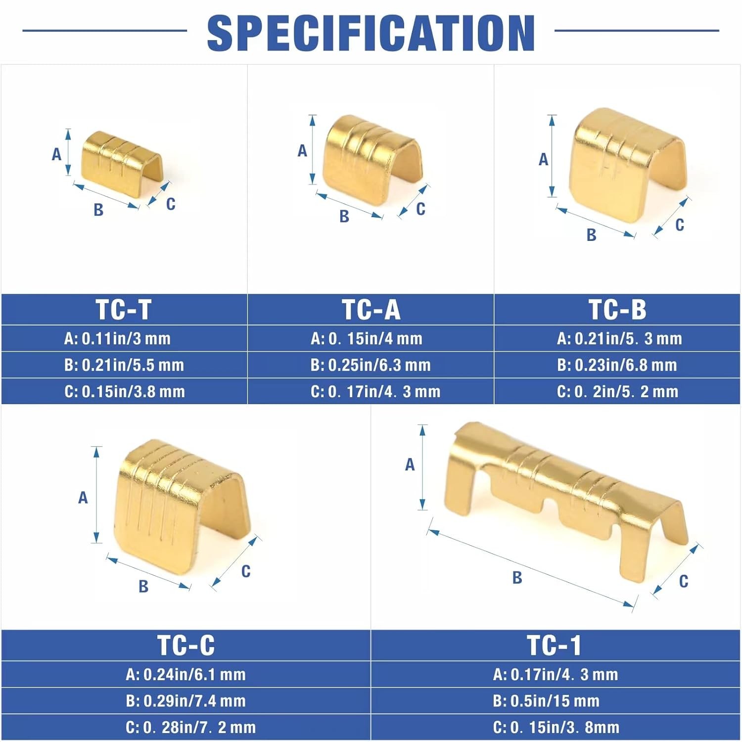 500Pcs U Shape Copper Terminals Crimp Kit – Non-Insulated Assortment Cable Wire