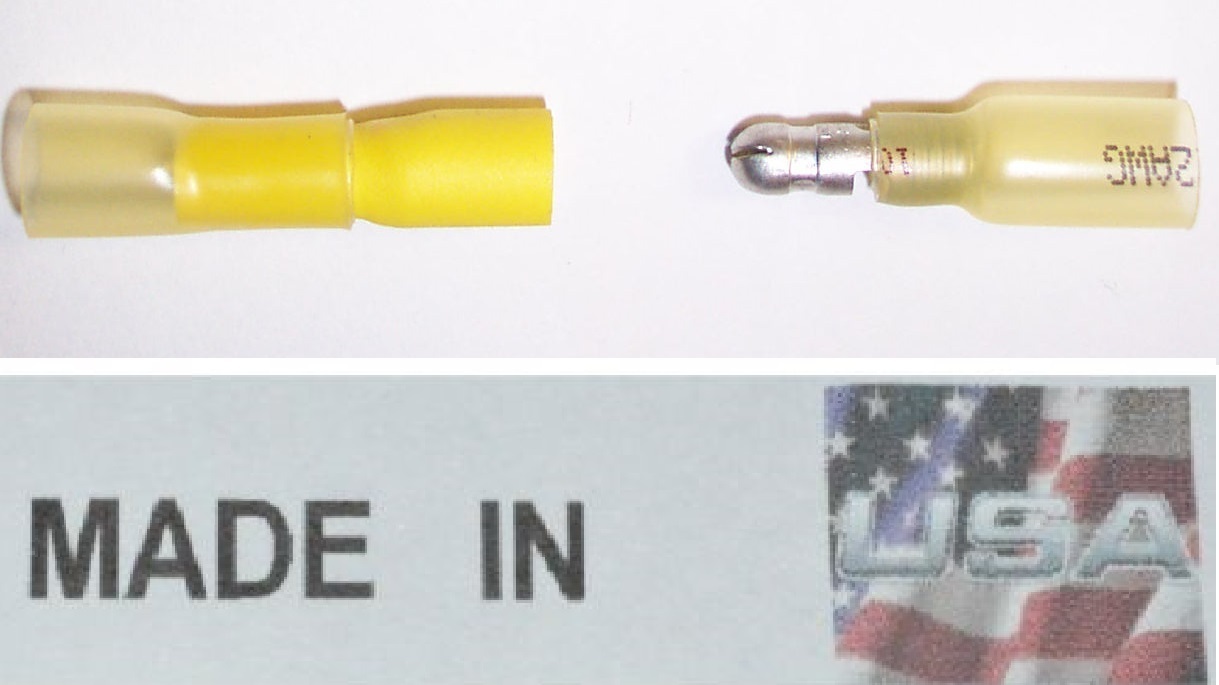 (20) YELLOW 12-10 3M HEAT SHRINK BULLET CONNECTOR (MALE/FEMALE) QUICK CONNECT