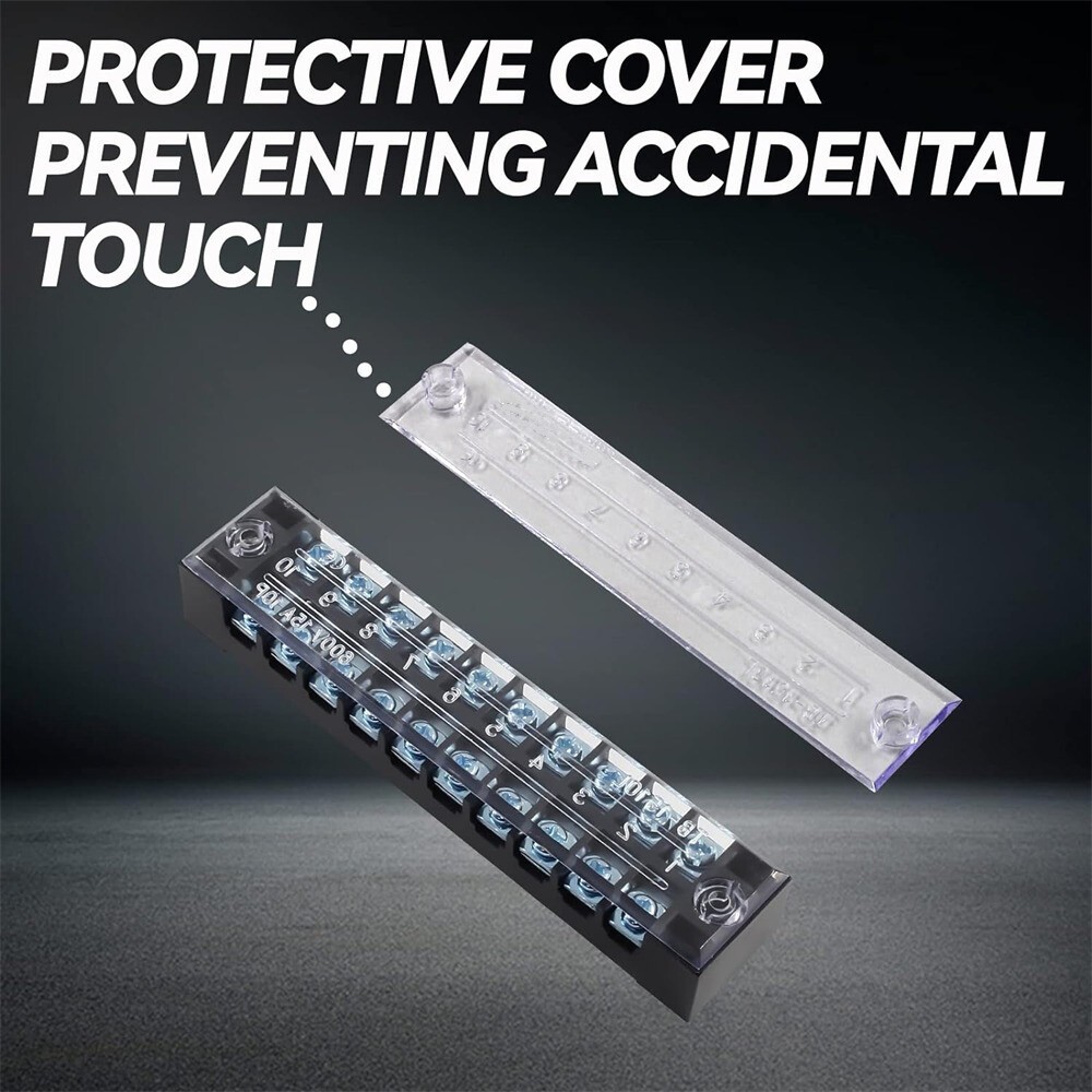 10 Positions Dual Row 600V 15A Screw Terminal Blocks Pre-Insulated Barrier Strip