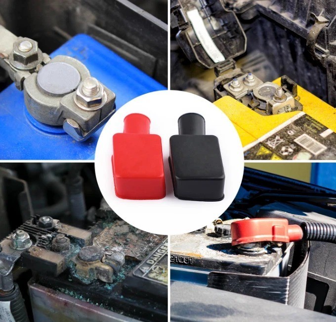 2PCS Battery Terminal Covers Cap, Positive Negative Insulating Protector, Car