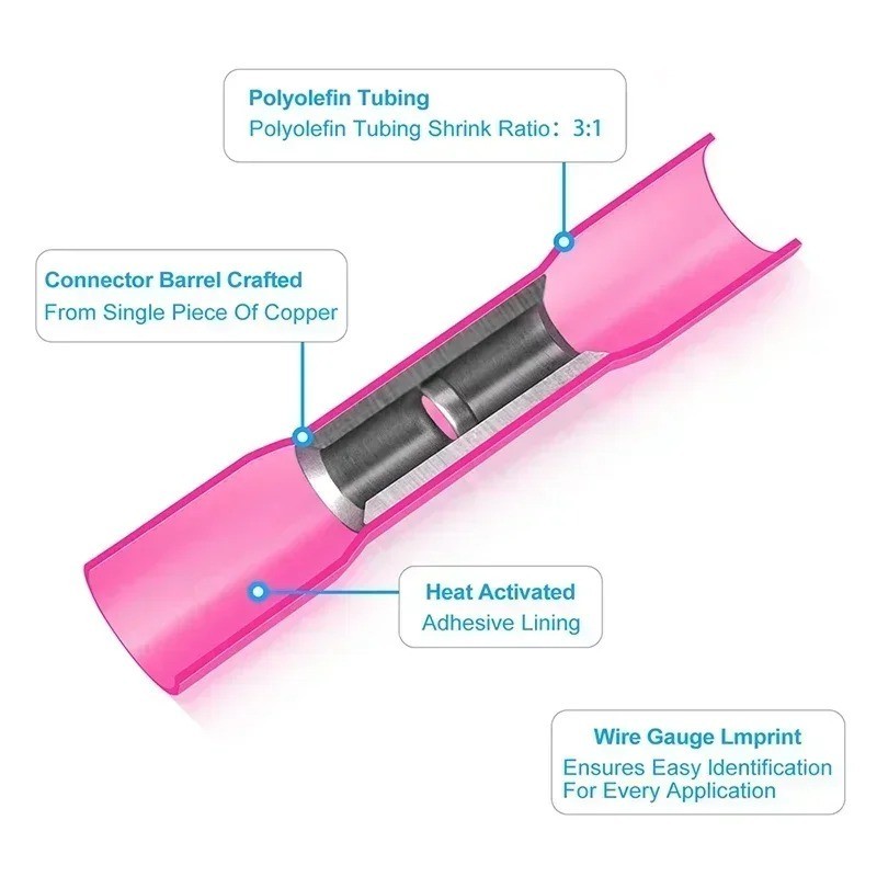 Heat Shrink Butt Splice Wire Connector Insulated Waterproof Crimp Terminals kits