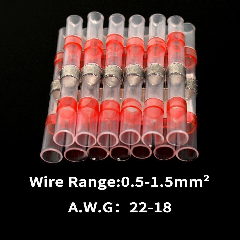 26-10AWG 50-100PCS Solder Seal Sleeve Heat Shrink Butt Wire Connectors Terminals