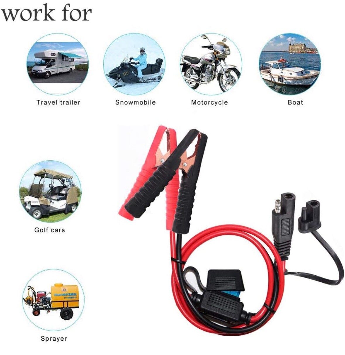 Battery Alligator Clips,10AWG Battery Charger Clamps.SAE Quick Release Adapter t
