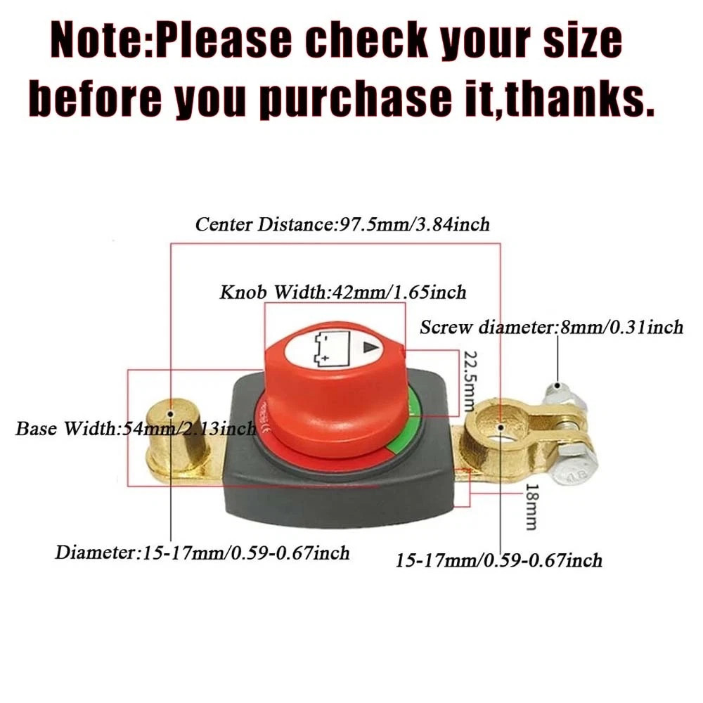 Top Post Battery Disconnect Switch 12-48V Marine Battery Cut-Off Switch Isolator