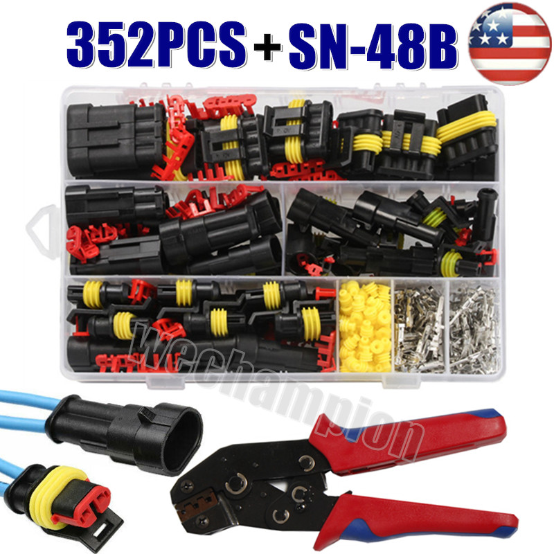 26 Sets Waterproof Car Auto Electrical Wire Connector Plug 1-4 Pin Way Plug Kit