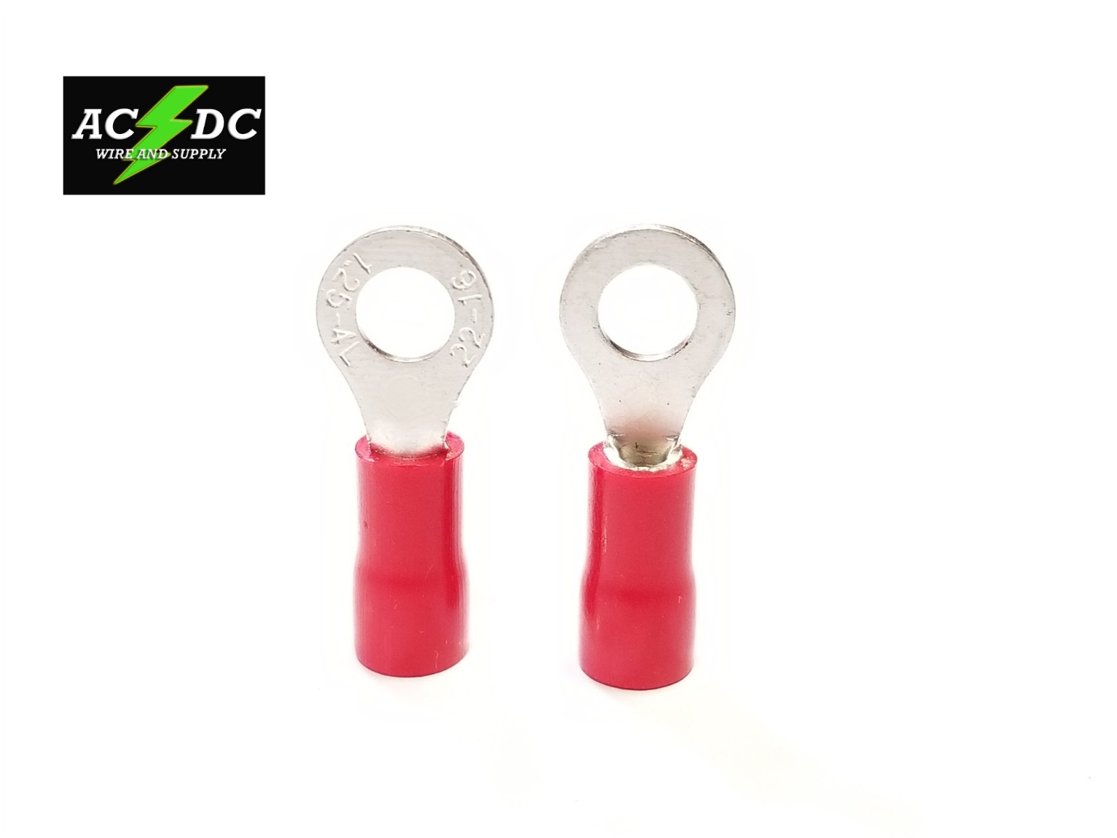 #6 Red Ring Terminal Connector Metal 22-18 AWG Vinyl Crimp 100 Pcs Per Pack