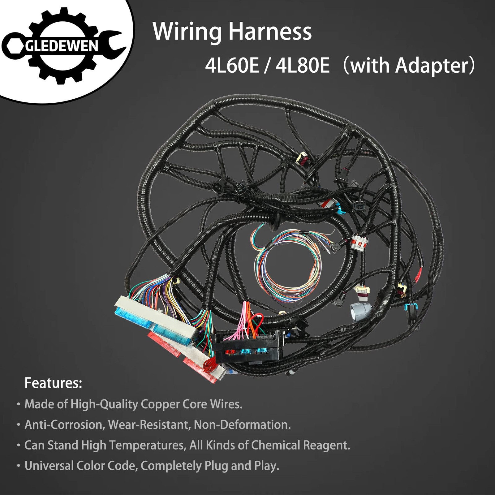 Standalone Wiring Harness, 4L60E DBC, Red/Blue PCM, Compatible with 1997-2006…