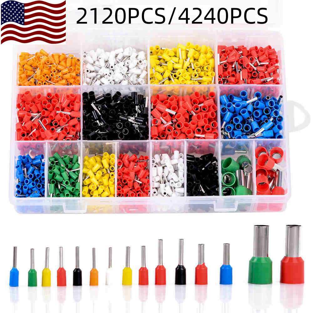 2120/4240PCS Wire Connectors Cord Pin End Bootlace Ferrule Crimp Terminals