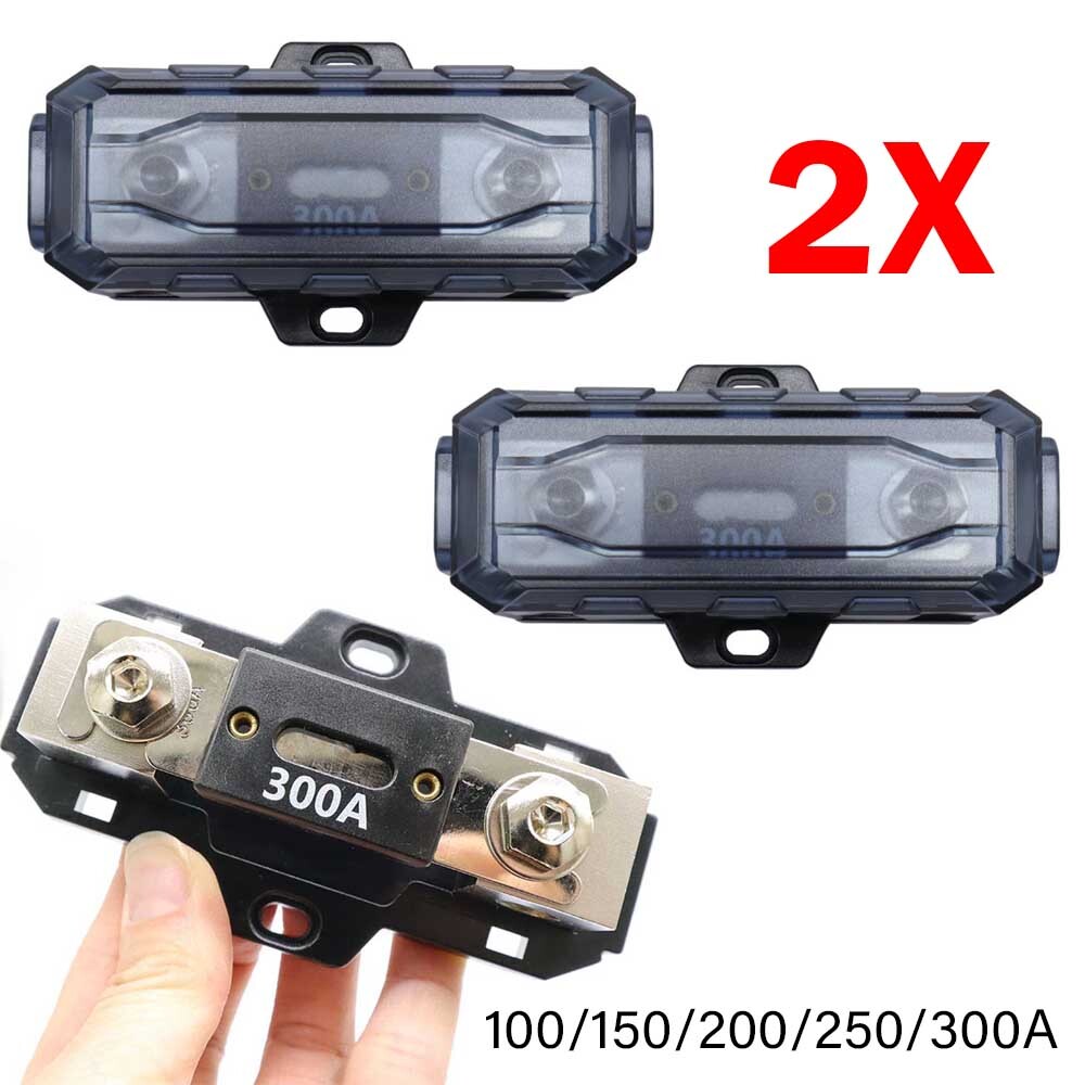 2X Car Audio 0 Gauge Inline ANL Fuse Holder 100/150/200/250/300A Fuse Universal