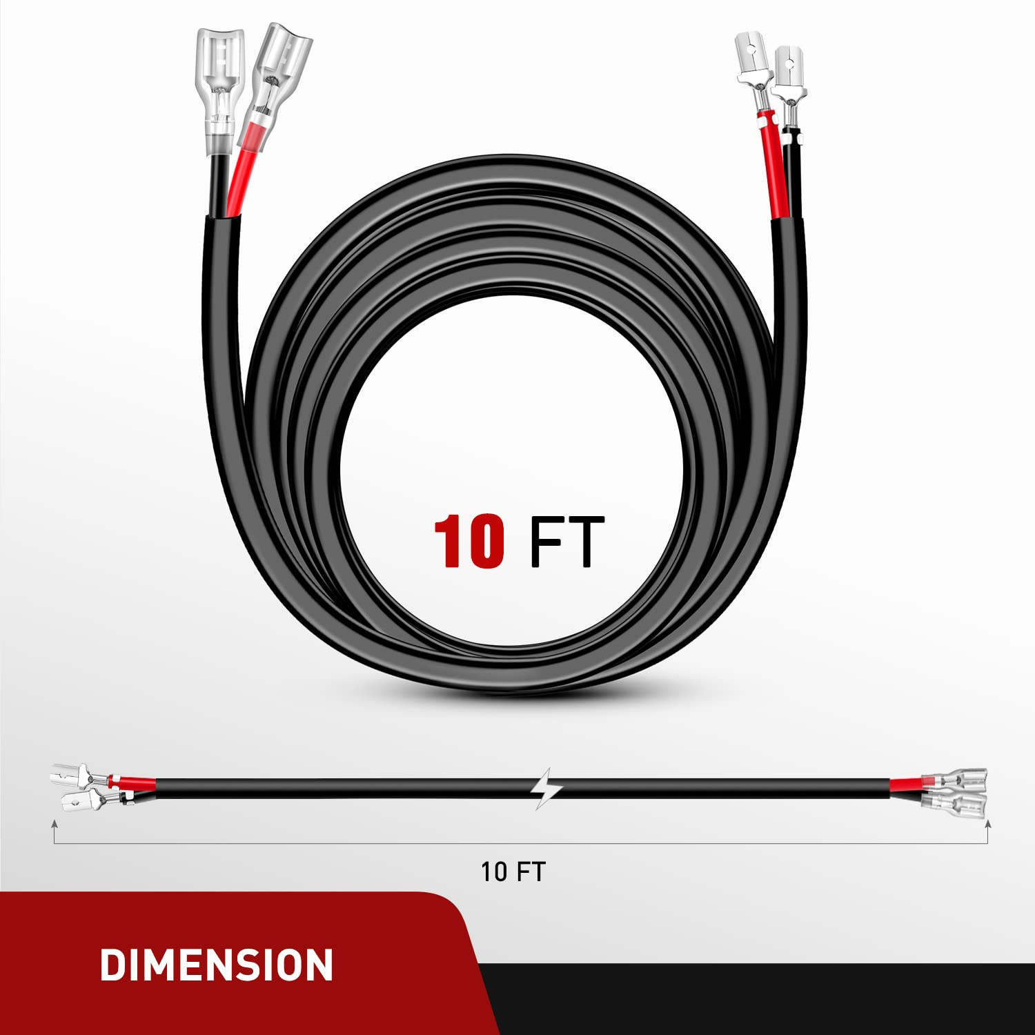 Nilight LED Light Bar Wiring Harness 2 PCS 12 AWG Extension Kit 10 Feet for off