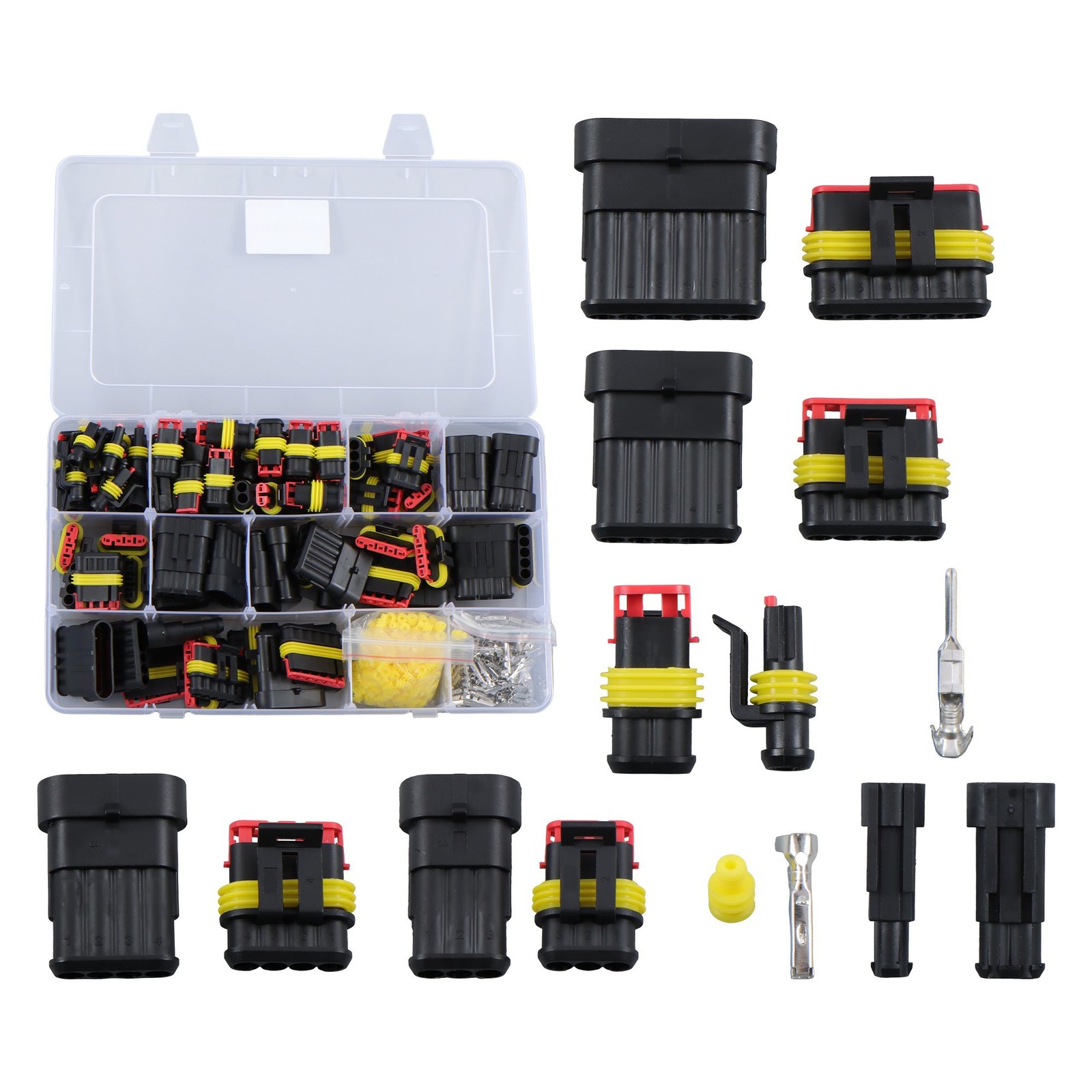 800Pcs 50 Sets Automotive Electrical Wire Connectors Plug Kit 1-6 Pin 16-22 AWG