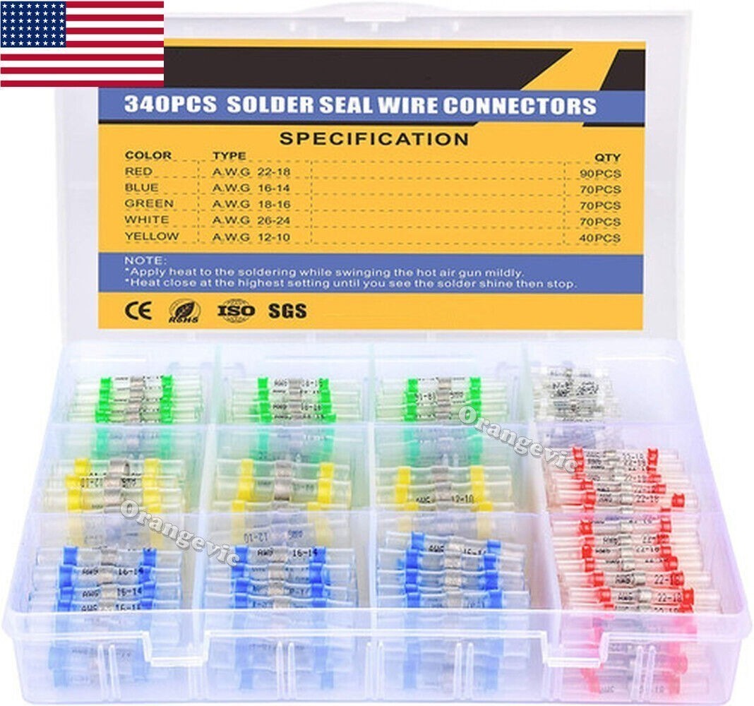 340/50Pcs Solderstick Waterproof Solder Wire Connector HOT Shrink Butt Terminals