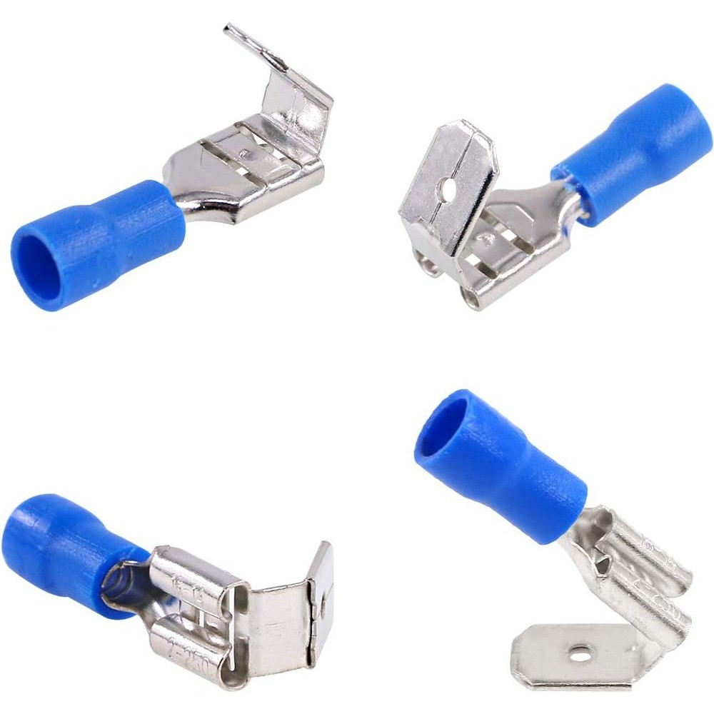 50pc Piggyback Quick Wire Disconnect Blue Connectors Male/Female Spade 16-14 GA