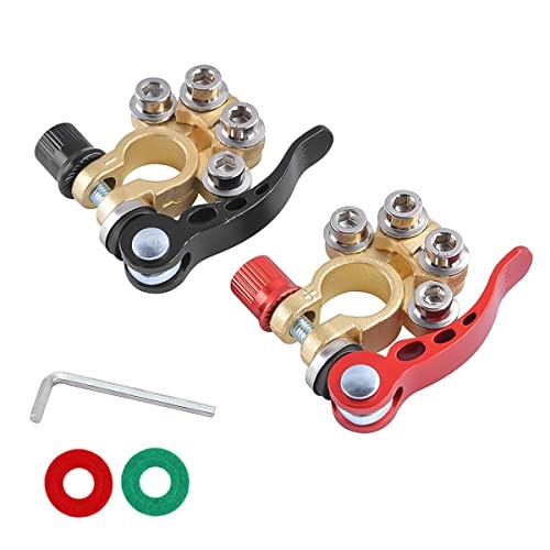 Battery Terminal Clamp Connectors, 2 Pcs 4 Way Quick Release Black/Red-2