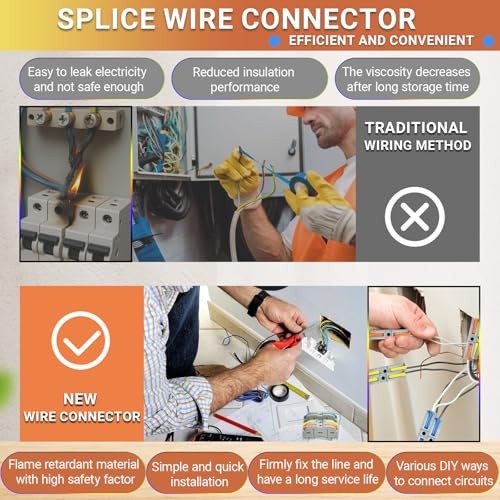 100pcs Lever Wire Connectors, 1 in 1 Out Inline Electrical Wire Splicing