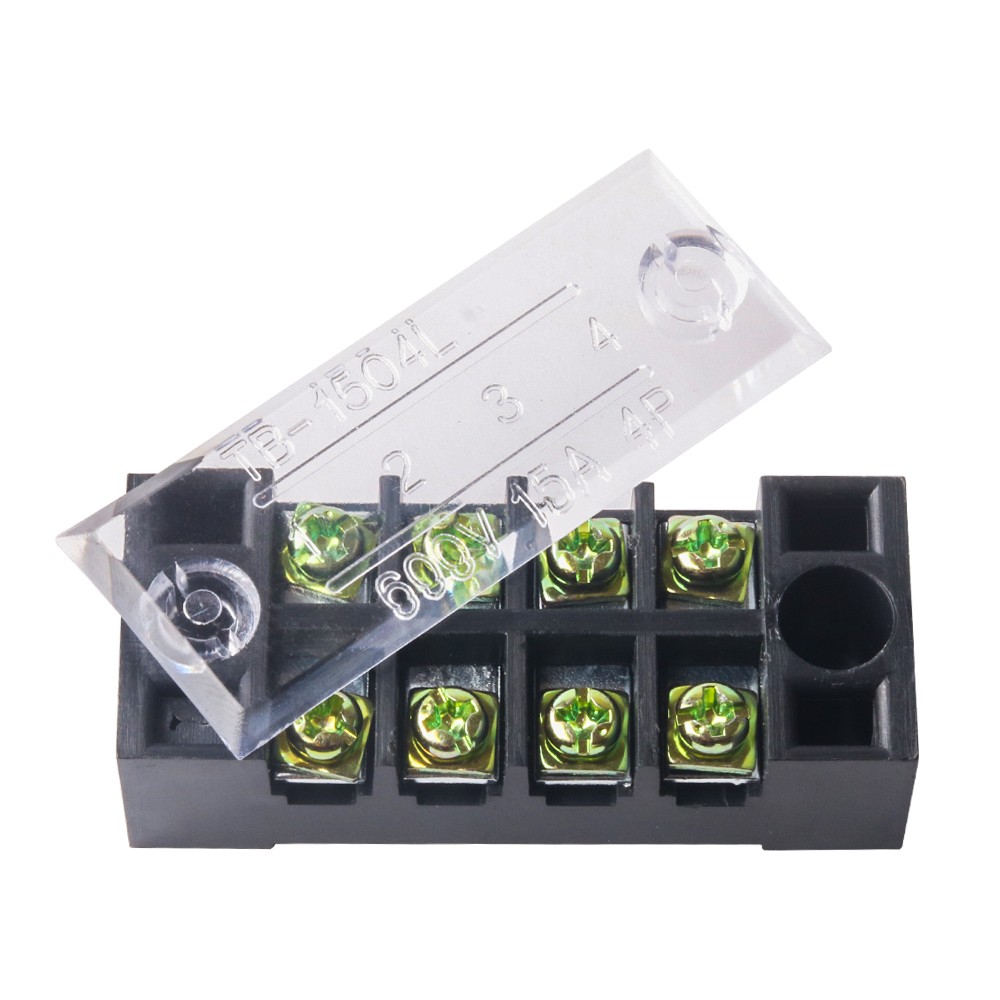 5 Pcs 4 Positions Dual Rows 600V 15A Cable Barrier Block Terminal Strip TB-1504L