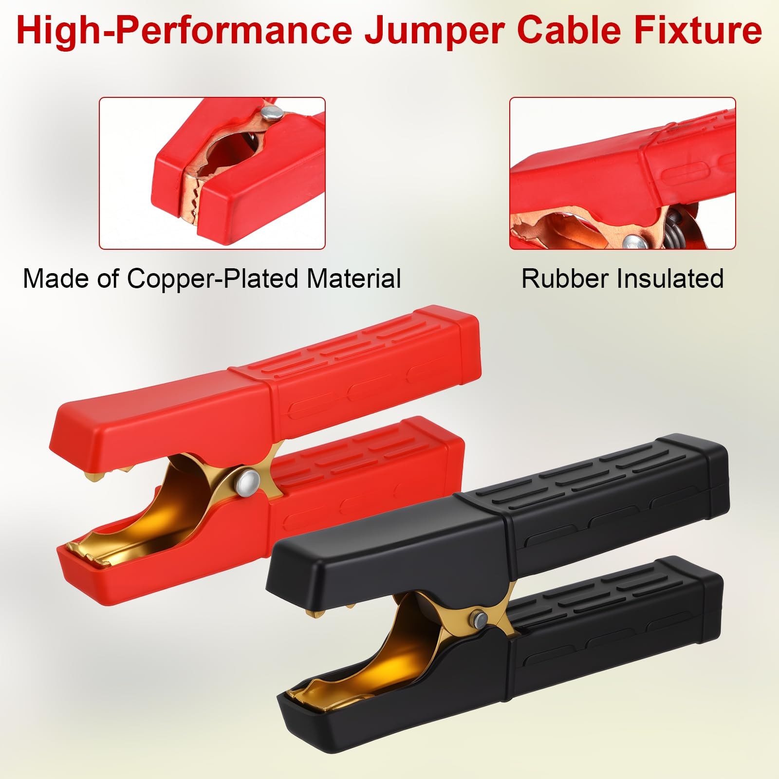 2PCS Jumper Cable Clamps, Heavy Duty Pure Copper Alligator Clips Pure Copper …