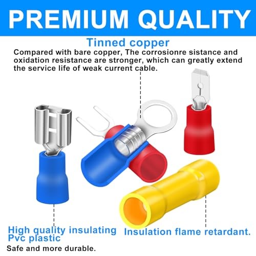 150PCS Mixed Quick Disconnect Electrical Insulated Butt Bullet Spade Fork Ring
