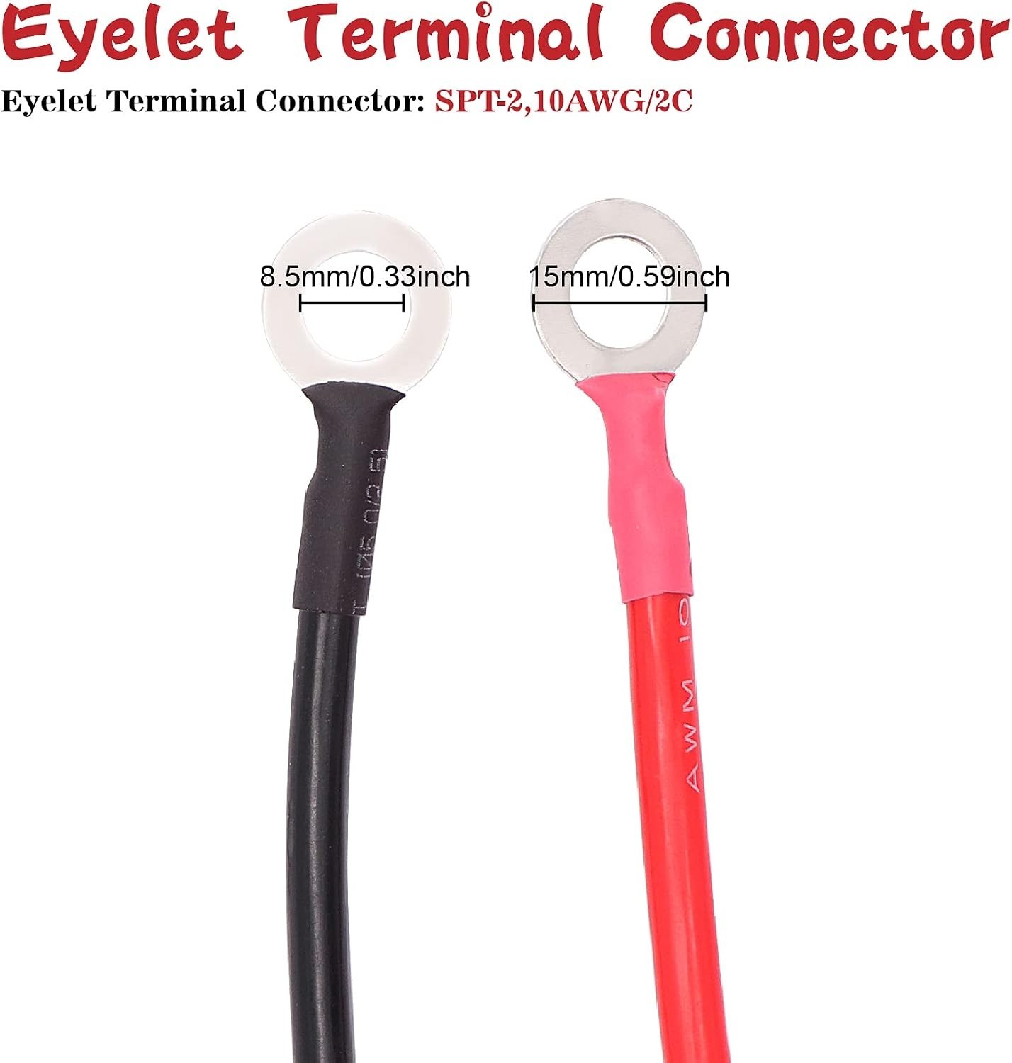 10AWG 2FT Charger Cable, SAE to O Ring Terminal Quick Disconnect Harness, 2 Pin