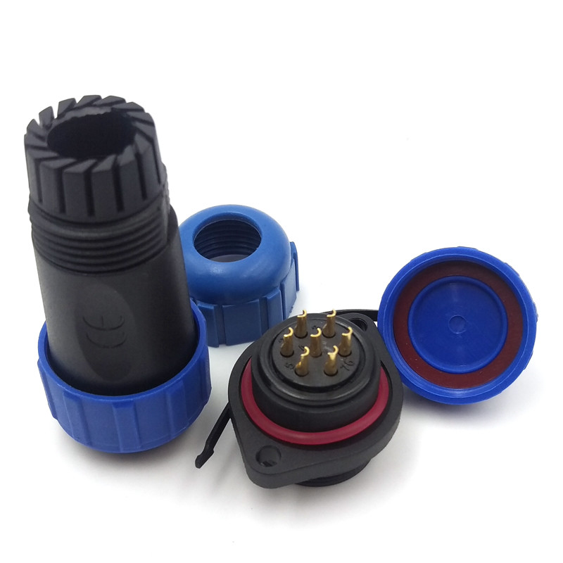 SP21 15A 7Pin Waterproof Connector,Electrica Wire Cable Connector Plug Socket