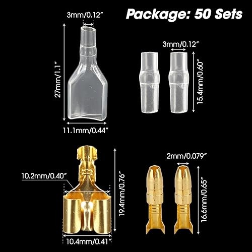 50 Sets Double Spade 2 to 1 Motorcycle Wire Splice