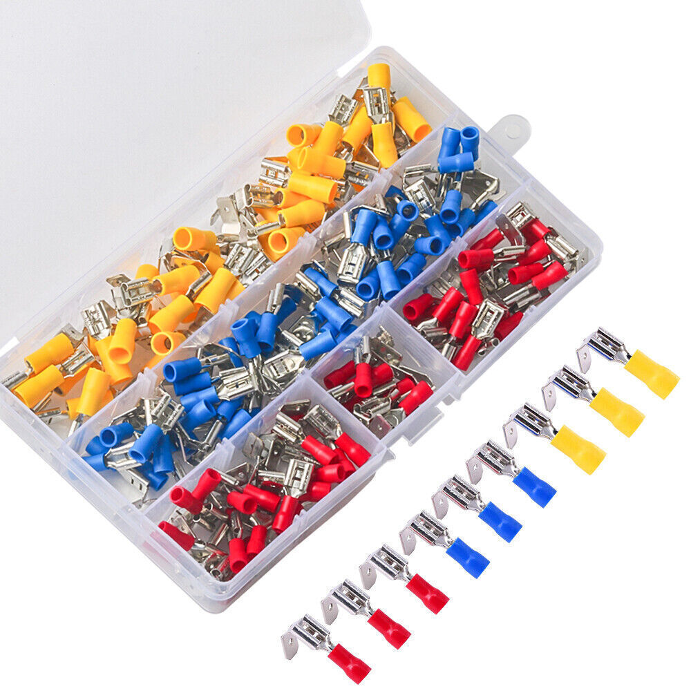 140-50PCS 22-10 AWG Piggy Back Spade Quick Splice Crimp Terminal Connector Kit