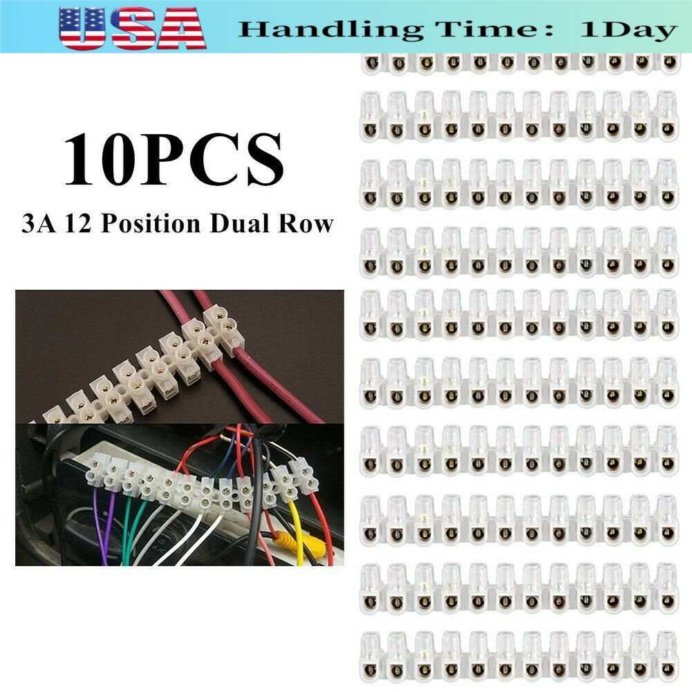 10pcs 3Amp 12Position Wire Connector Dual Row Screw Barrier Block Terminal Strip