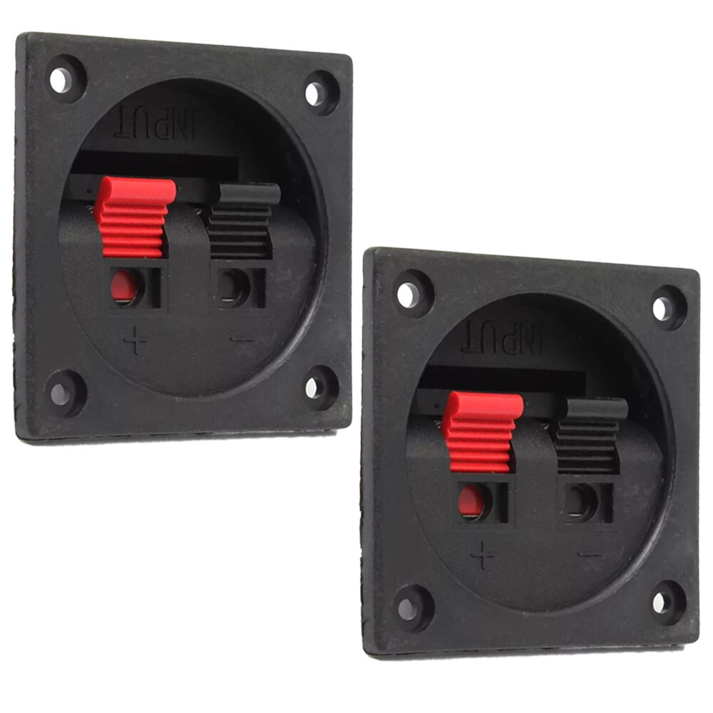 4PC Subwoofer 2Wire Way Square Speaker Box Sub Push Spring Terminal Connectors