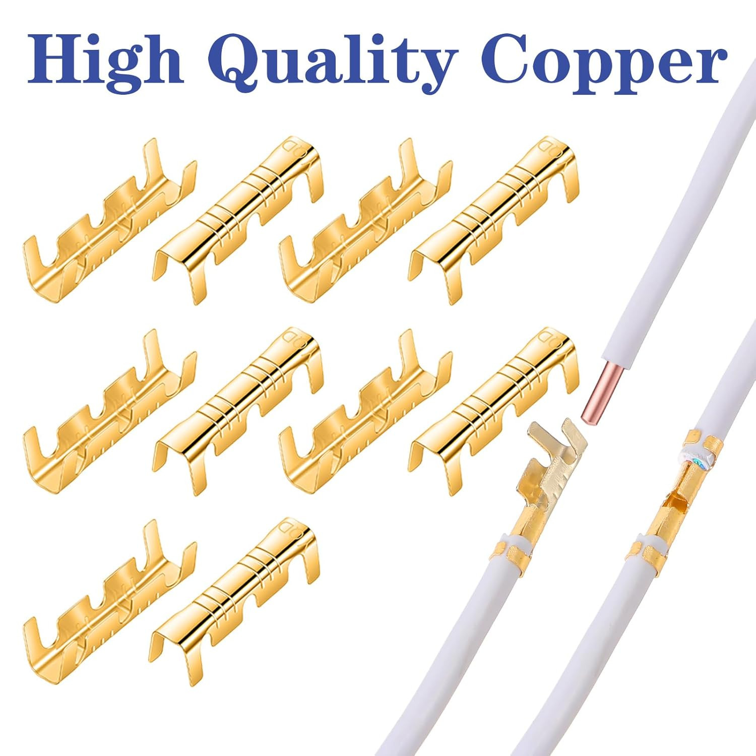 200Pcs U Shape Copper Ring Terminals, Brass Crimp Terminals Connector Open Barre