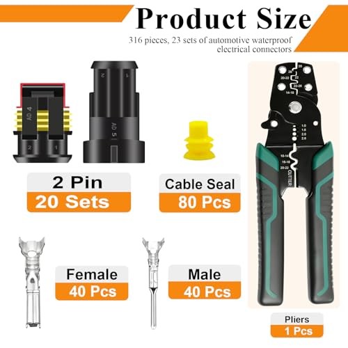 20 Pack 2 Pin Connector Automotive Electrical Automotive 2Pin-400pcs