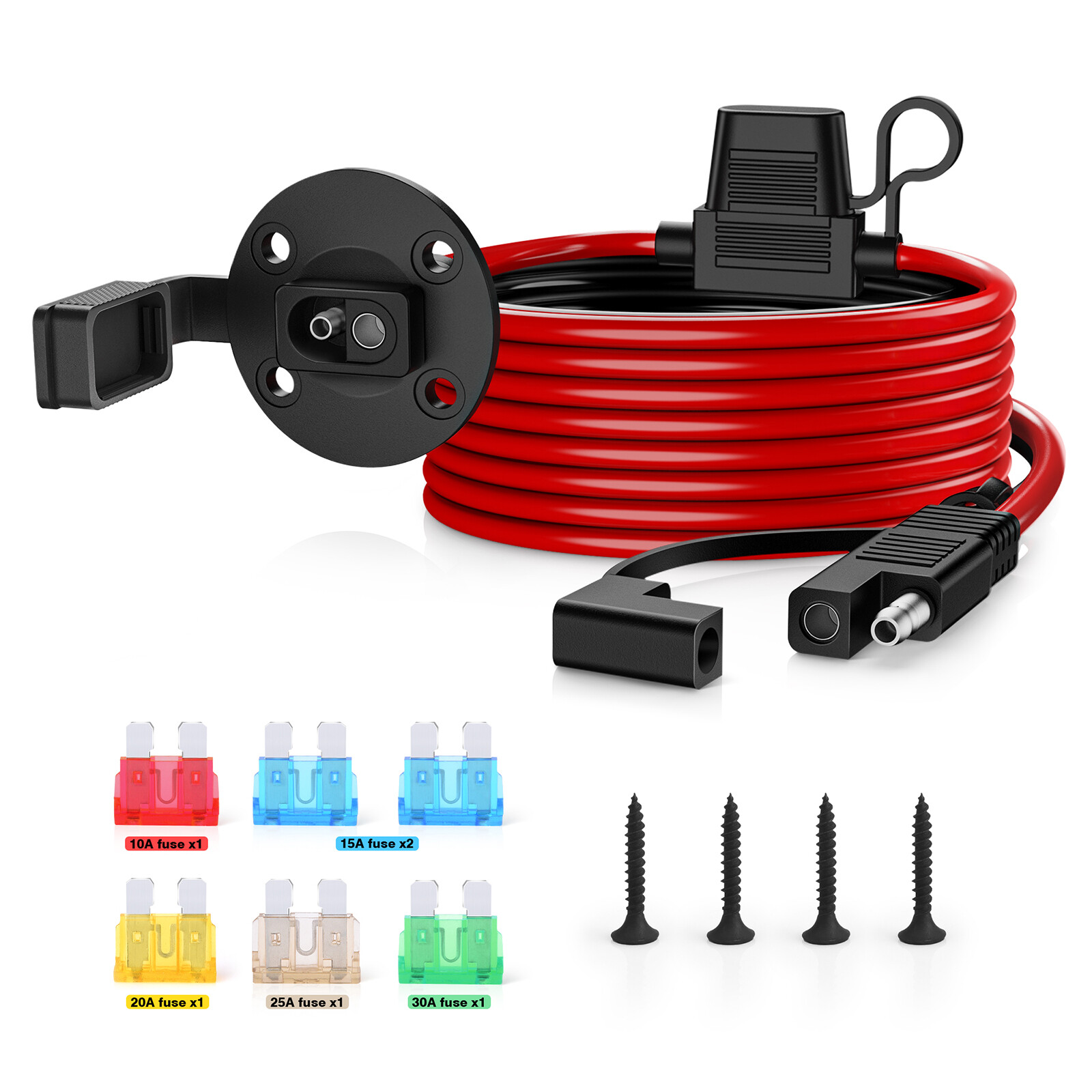 5.5FT 10AWG SAE Power Socket Sidewall Port to Connecters Extension Cord Cable