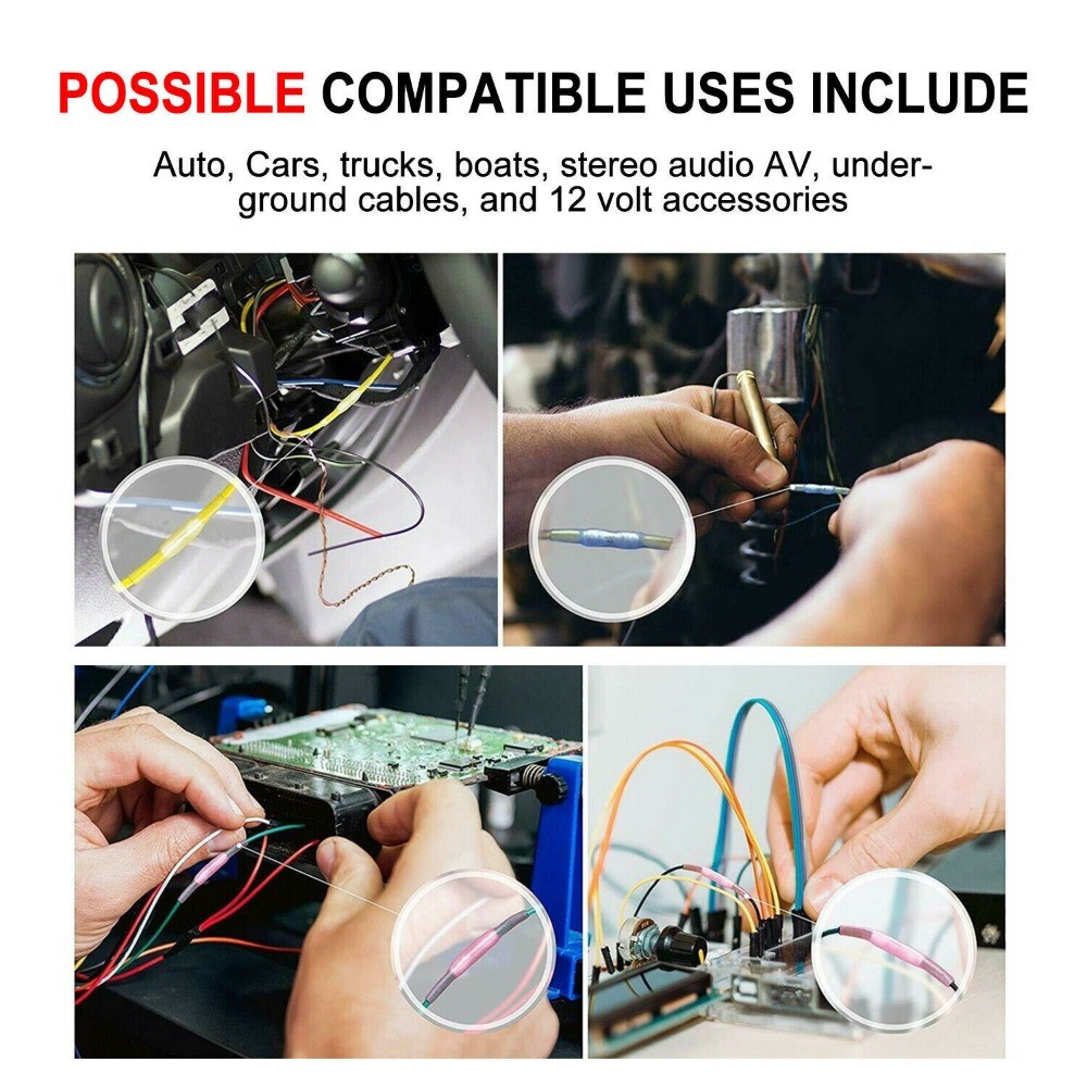 500Pcs Heat Shrink Waterproof Wire Connectors Butt Seal Terminals Blue 16-14AWG