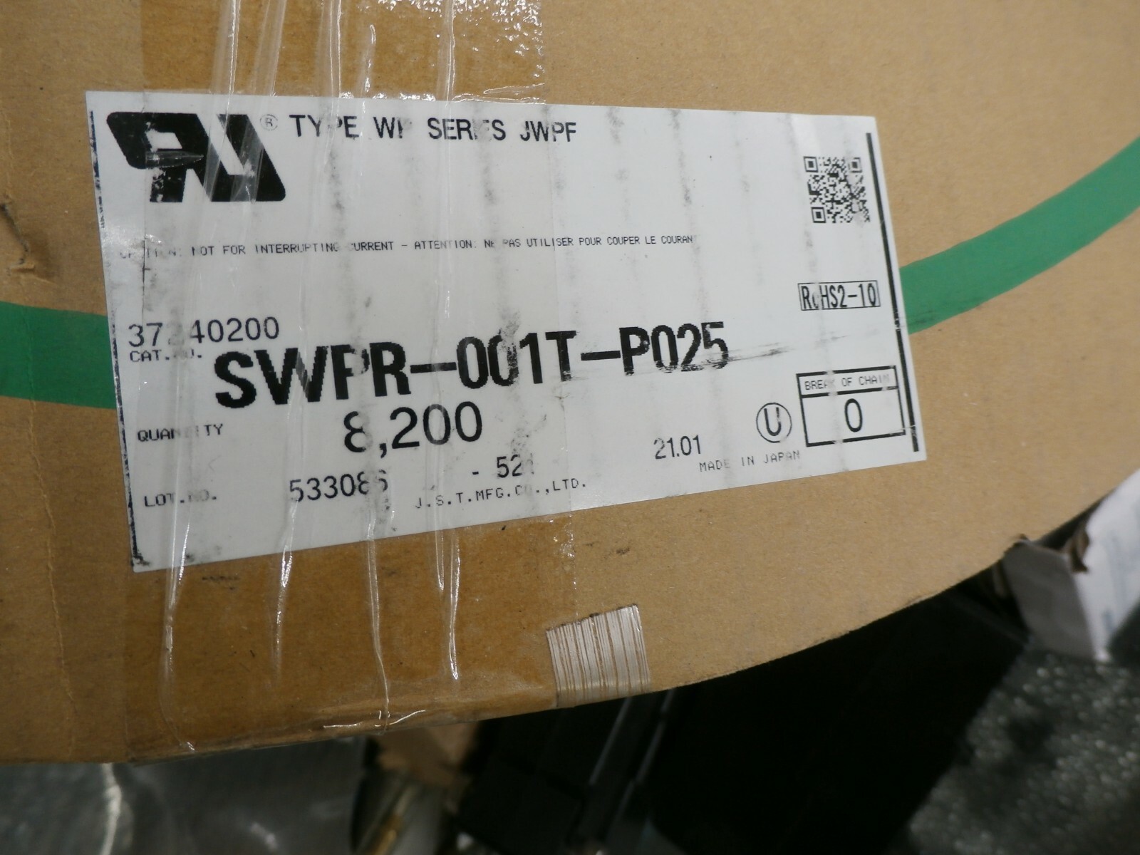 Reel of 8200 JST Mfg. Co. SWPR-001T-P025 JWPF Connectors; 100V; 22-26AWG; Crimp