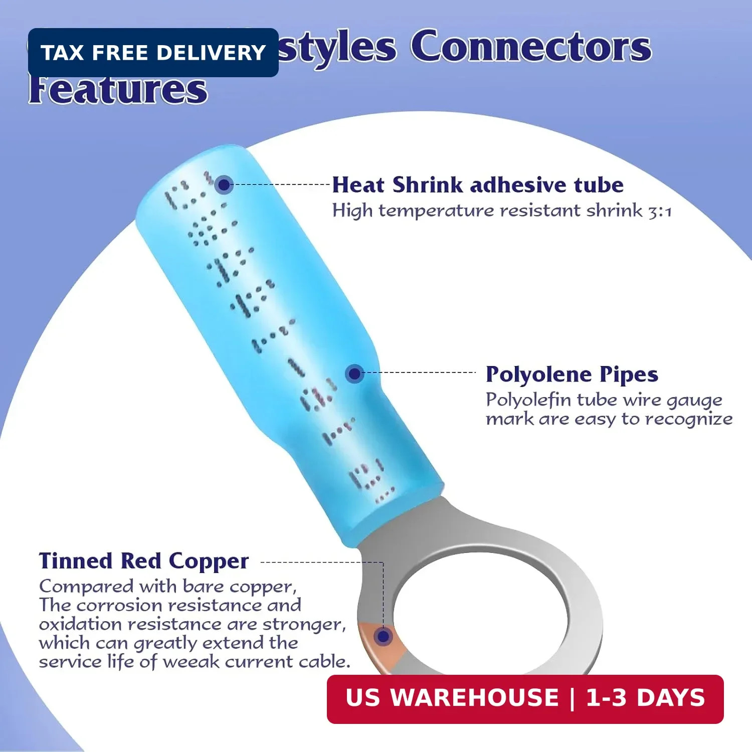 QX&XD 250PCS Heat Shrink Wire Connectors Kit, Waterproof Marine Grade Crimp Conn