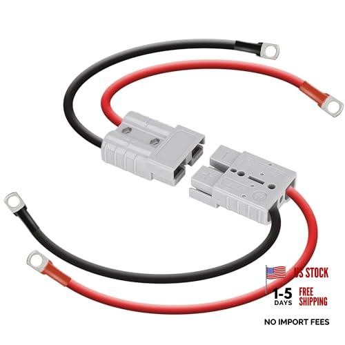 2 Pack 50A Battery Quick Connector, 7AWG 600V 0.98ft Battery Cables 50A 7AWG