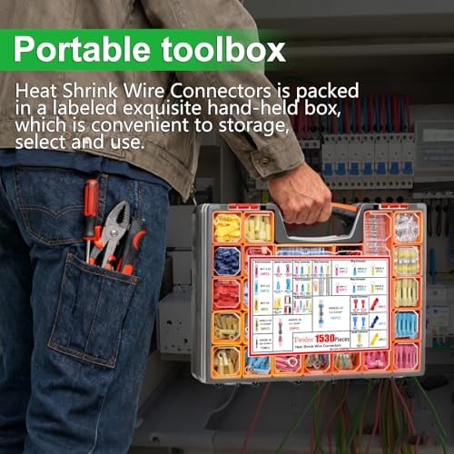 /Ultimate Heat Shrink Wire Connectors Kit,Waterproof Electrical Spade 1530PCS