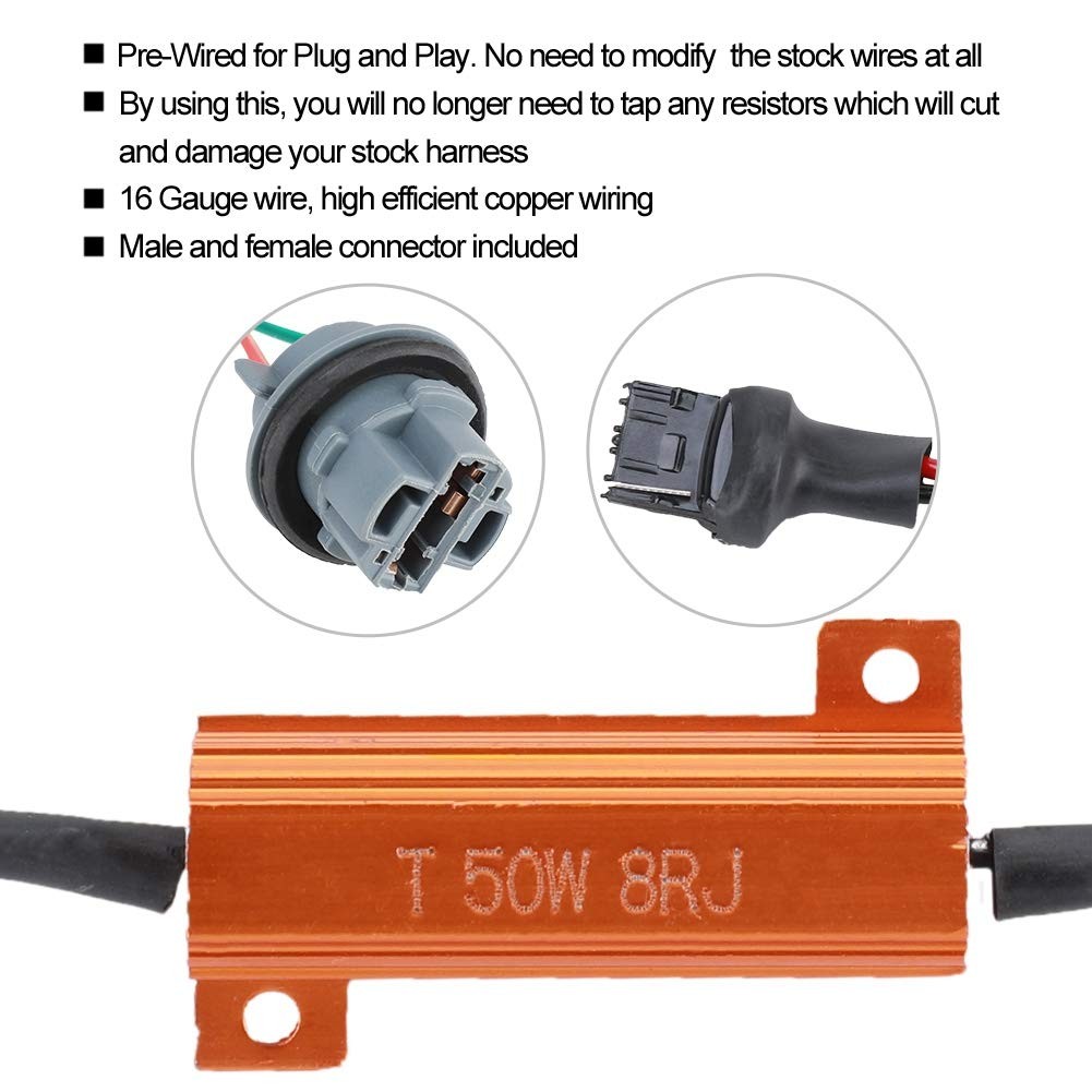 Car Resistor Wiring Harness Part, 7440 T20 50W8RJ Hyper Flash Fix Error Wirin…
