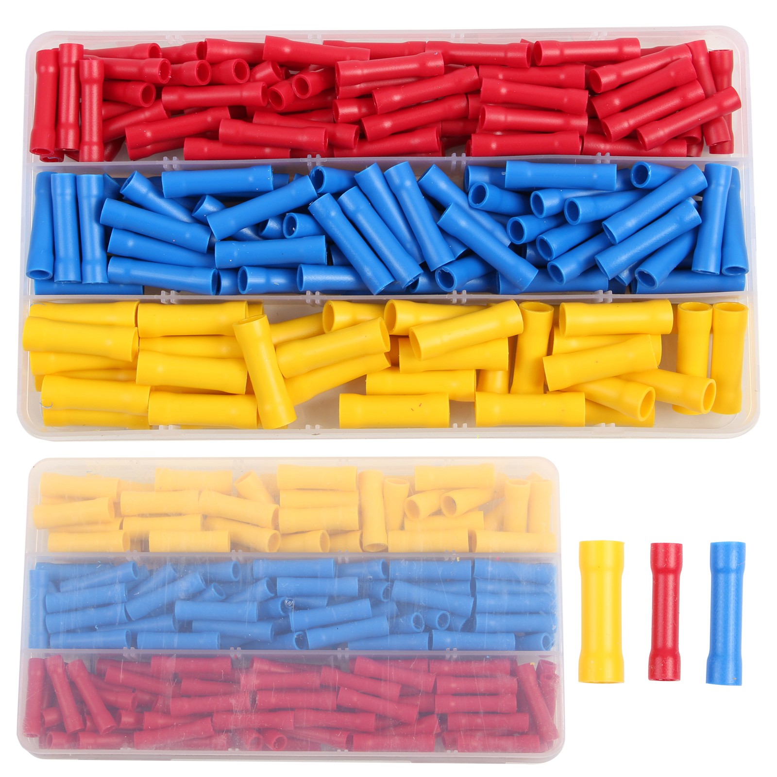 200PCS Electrical Straight Butt Connectors Insulated Splice Crimp Wire Terminals