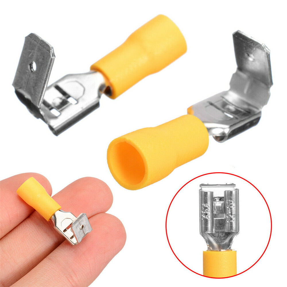 200PCS Red Blue Yellow Piggyback Insulated Spade Crimp Terminal Connectors