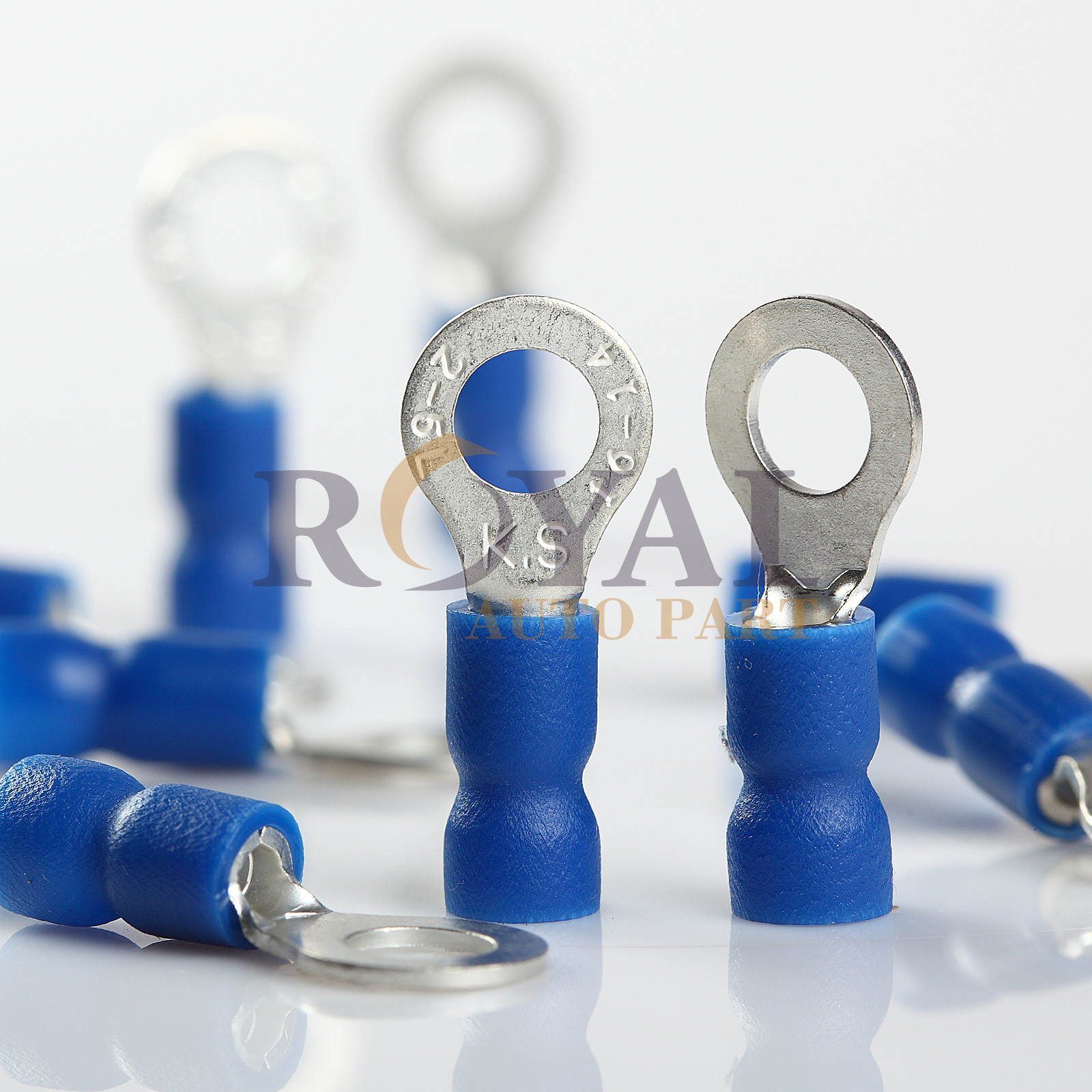 (100) #10 Blue 16-14 Gauge AWG Car Ground Wire Ring Terminals Vinyl Connectors