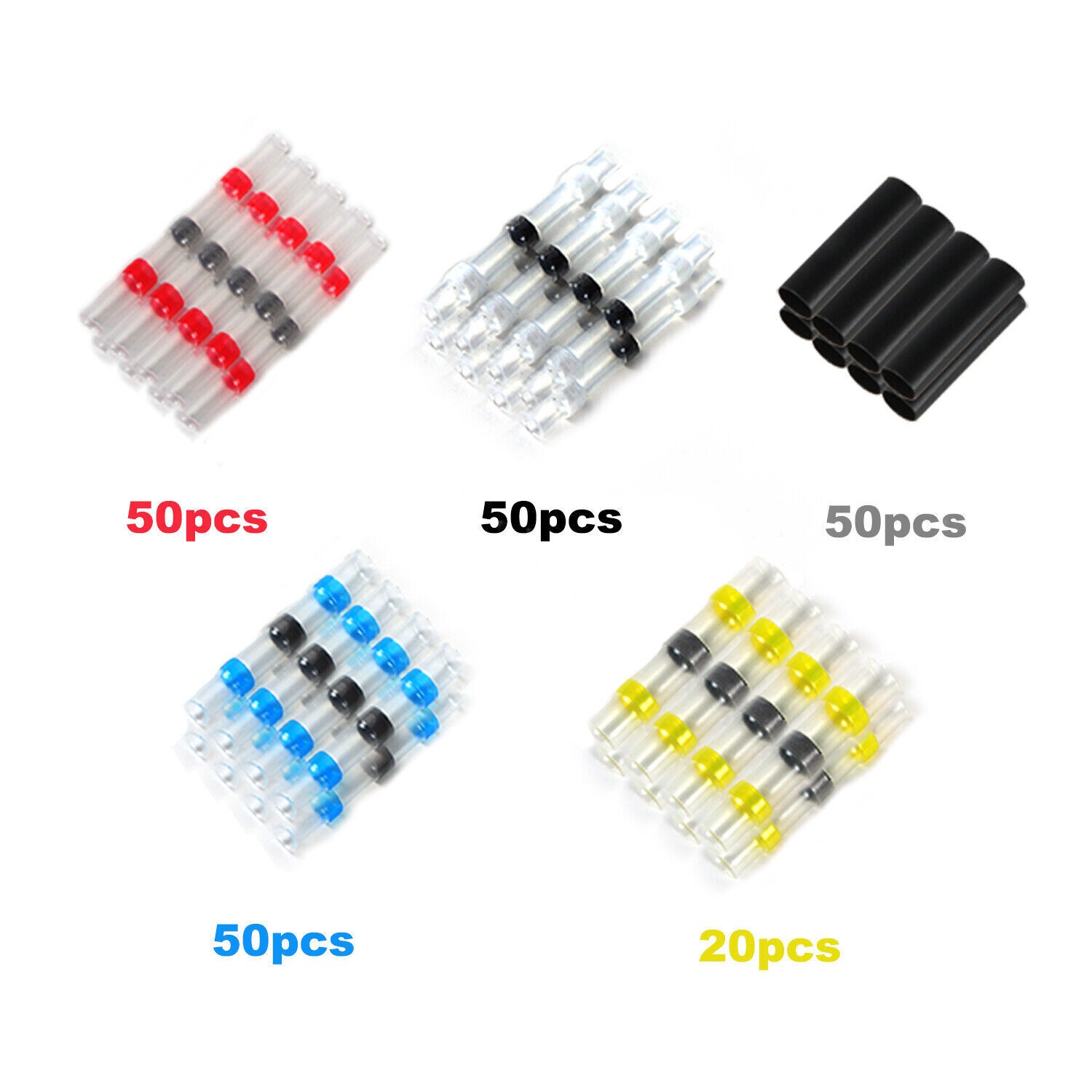 500Pcs/Set Solder Seal Sleeve Heat Shrink Butt Wire Connectors Terminals Kit