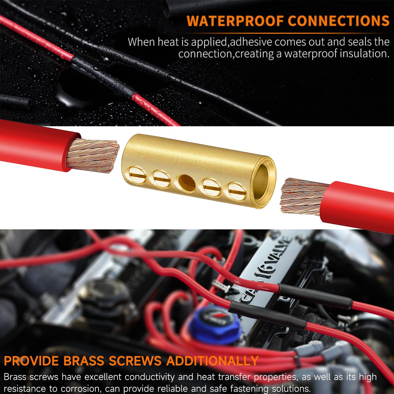 4 PCS 00 Gauge Wire Brass Mechanical Butt Splice Connectors Kit 2/0 AWG