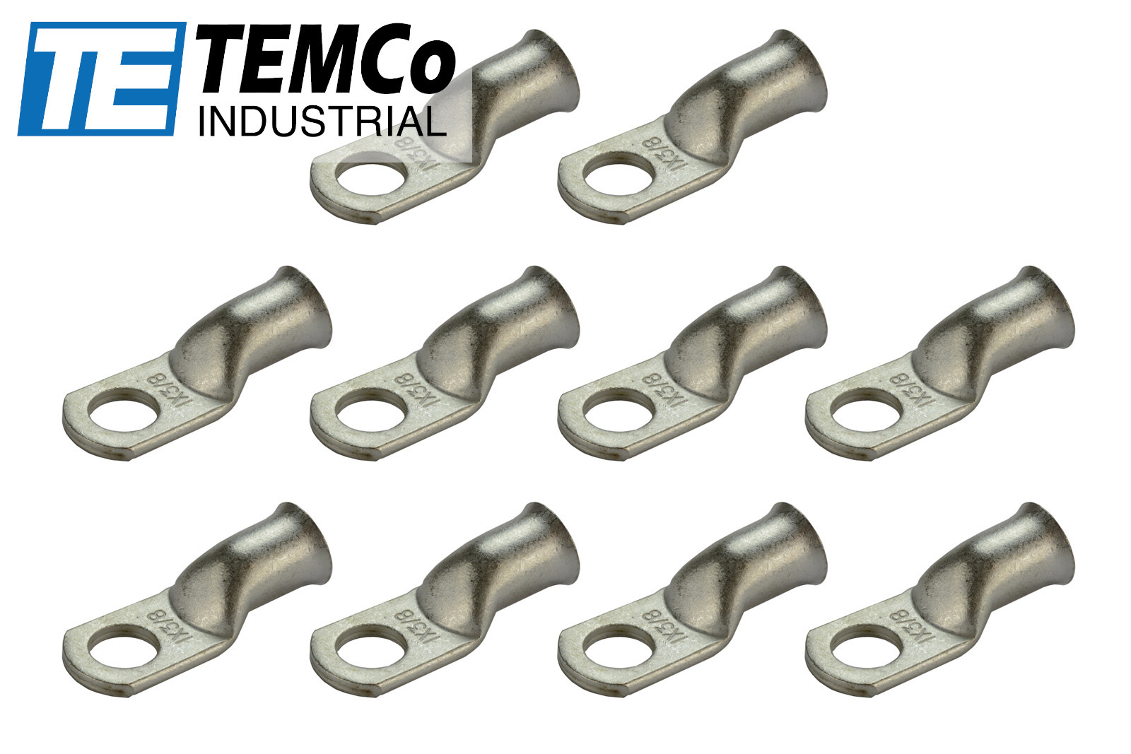 10 Lot 1 AWG 3/8″ Hole Ring Terminal Lug Tin Plated Copper Uninsulated Gauge