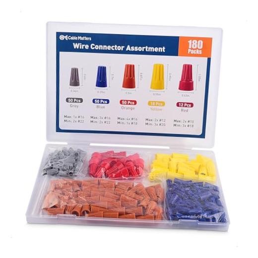 [UL Listed] 180-Pack Twist Wire Connectors, 22-10 AWG | 5 Size Kit, Wire
