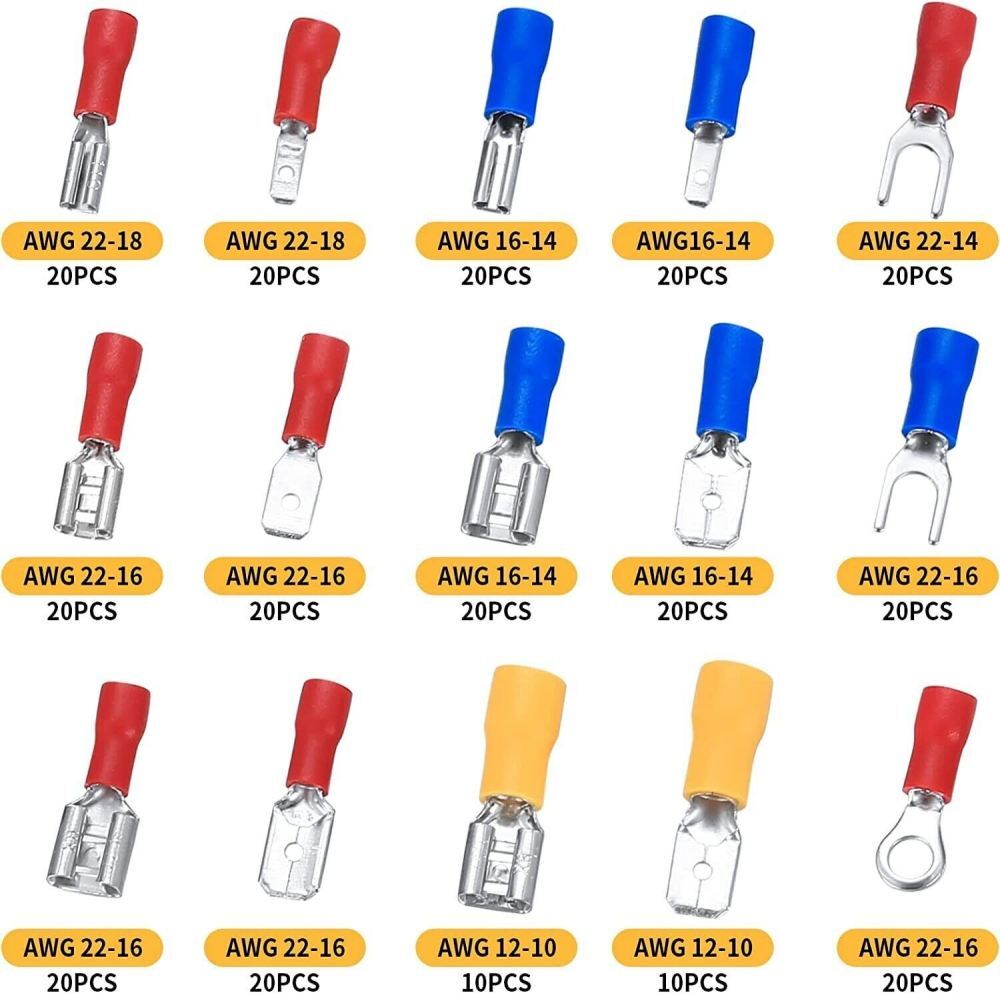 280PCS Assorted Insulated Port Connectors Kit Electrical Wire Crimp Terminals US