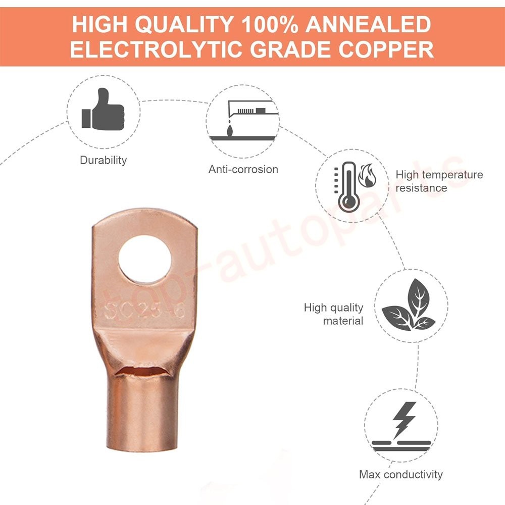 280PCS Copper Lugs Ring Terminals Bare Battery Welding Crimp Wire Connectors Kit