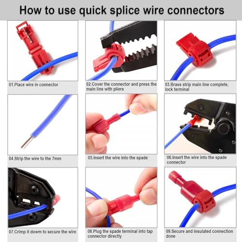 108 Pcs T-Tap Wire Connectors Kit, Quick Splice Self-Stripping Electrical Wire