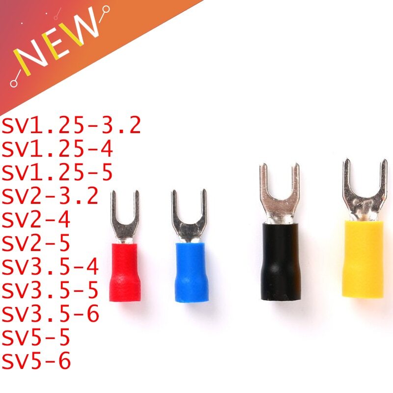 100Pcs Insulated Fork Spade Wire Connectors U Type Electrical Crimp Terminal